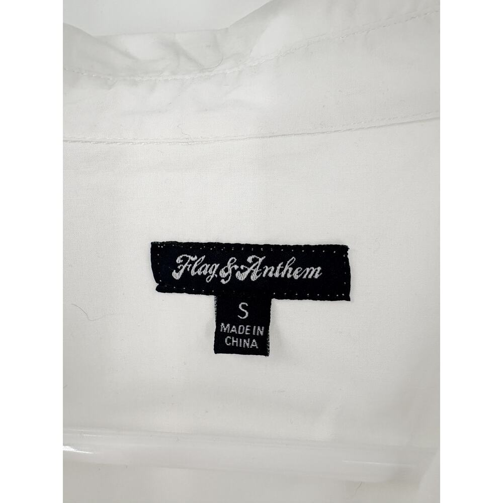 2/$30 FLAG & ANTHEM Top Size S White Empire Ruffle Collar V Neck - Picture 4 of 5